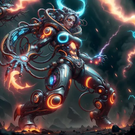 <lora:JoltTech-22:0.8>, jolttech , excessive energy ,scifi,
1girl, tattoos, glowing tattoos, glowing eyes, colored glowing hair , full body,long hair,
<lora:DemonicTech-20:0.8> demonictech, scifi,