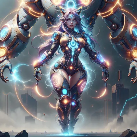 <lora:JoltTech-22:0.8>, jolttech , excessive energy ,scifi,
1girl, tattoos, glowing tattoos, glowing eyes, colored glowing hair , full body,long hair,
<lora:AnatomicTech-20:0.8> AnatomicTech, blood vessels,