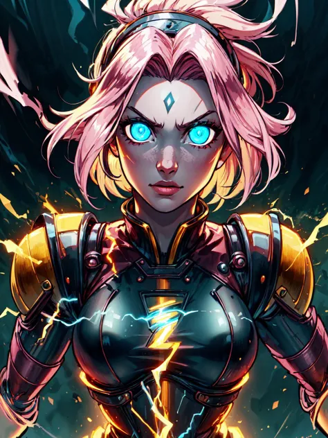 (masterpiece:1.2, best quality:1.2, high quality, highres:1.1), detailed, extremely detailed, 4K, perfect lighting, <lora:tool_addDetail:0.25>,
<lora:style_joltTech_(jolttech--excessive energy--scifi):0.95>, excessive energy,
<lora:character_harunoSakuraNaruto_lykon:0.6>, haruno sakura, pink hair, green eyes, glowing eyes, jolttech forehead mark, forehead mark,