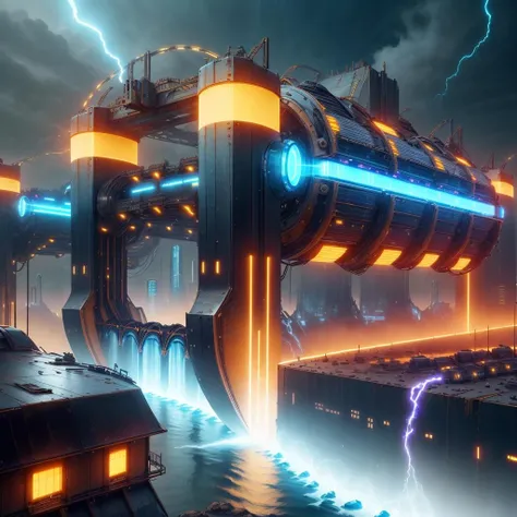 <lora:JoltTech-22:0.8>, jolttech , scifi, excessive energy ,
city, bridge, river