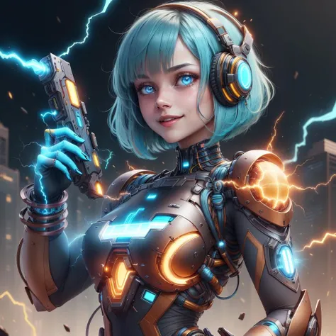 <lora:JoltTech-22:0.8>, jolttech , scifi, excessive energy , 
scholar , scroll, 1girl, cyan hair, glowing eyes, smile ,closed mouth,bob cut,