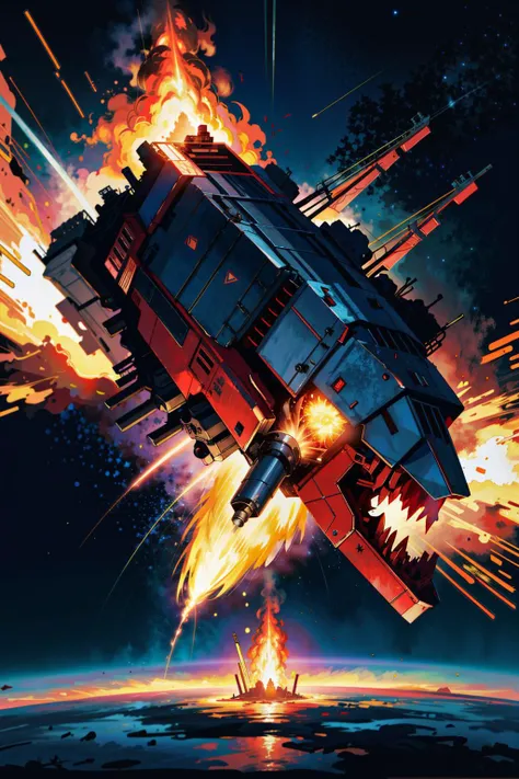 Attack ships on fire off the shoulders of Orion, Sci-Fi Painting