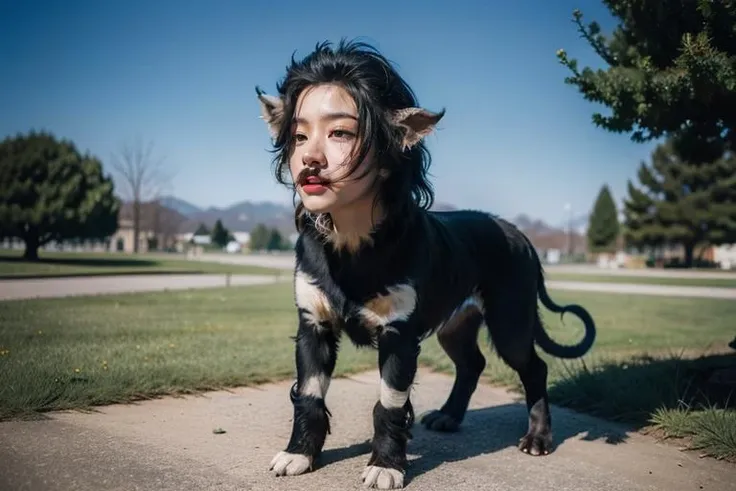 masterpiece, best quality, realistic, 8k, official art, cinematic light, ultra high res,
a [dog:girl:8], (chimera:1.3),  <lora:AI_Misaki:0.6>, AI_Misaki,  
dynamic pose, looking at viewer,