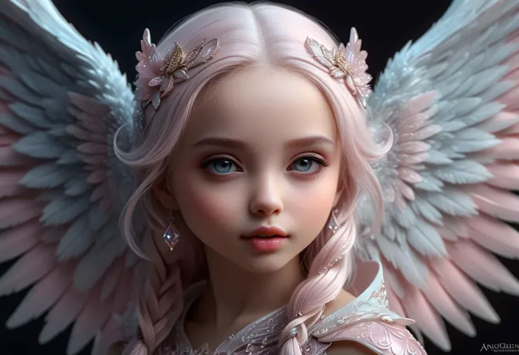 hyper detailed chibi beautiful coherent face angel, close up portrait, light pink jasmine, huge hyperdetailed fluffy wings, lots of fur, intricate filigree, extremely detailed ice crystals, in the style of illustration art by artgerm, charlie bowater and jennifer janesko and Diego Gisbert Llorens fantasy, extremely detailed, hyperdetailed, vibrant colors, anna dittmann, steampunk hyperdetailed Tomasz Alen Kopera maximalism futuristic 8K polished masterpiece, Watercolor collage of vintage tarnished copper squares held down with rivets, steampunk style, style of Raymond Swanley, hyper realistic, intricate detail, illustration