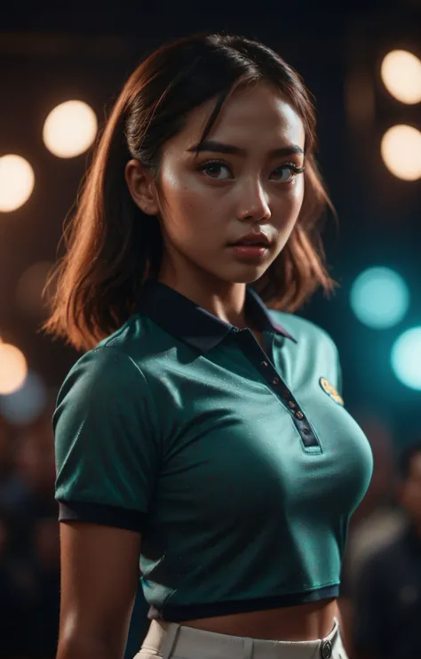(1950s aesthetics:1.4), triadic colors, full body, solo, (sci-fi aesthetic:1.4), cinematic horror LUT <lora:TestLUTs1-000016:0.45>, extreme face close up shot of a statuesque Filipino woman with a hungry expression (curvy and busty:2) (puffy eyes:1.4), (wearing Patterned golf polo shirt and lightweight golf pants:1.4), playing guitar on stage with a live crowd and lights, stunning beauty, detailed skin, skin texture, skin pores, (freckles:0.45). 8k, uhd, insane details, photorealism painting, realistic body, realistic eyes, realistic anatomy, cinematic lighting, (rim lighting, side lighting:1.4), bokeh, 4k