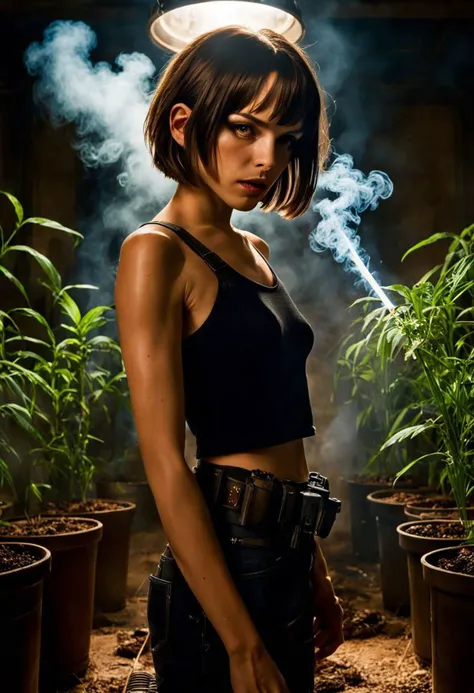 Leon, professional assassin with Mathilda, pot of plant, cool, calm, young, cute, beautiful, Gothic, natural beauty, slim and sexy,
high quality, hyper realistic, HD, 8k, Cinematic Scene, dramatic lighting, cinematic, epic Steven Spielberg still, sharp focus, emitting diodes, smoke, artillery, sparks, racks, system unit, resolution blade runner