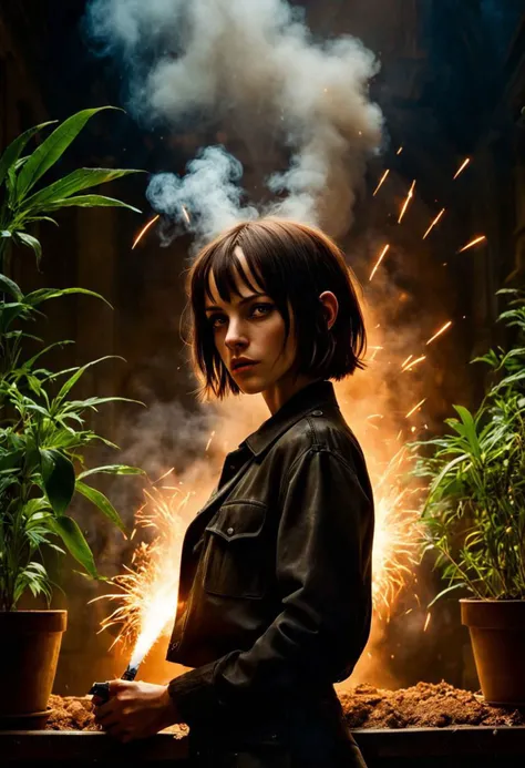 Leon, professional assassin with Mathilda, pot of plant, cool, calm, young, cute, beautiful, Gothic, natural beauty, slim and sexy,
high quality, hyper realistic, HD, 8k, Cinematic Scene, dramatic lighting, cinematic, epic Steven Spielberg still, sharp focus, emitting diodes, smoke, artillery, sparks, racks, system unit, resolution blade runner