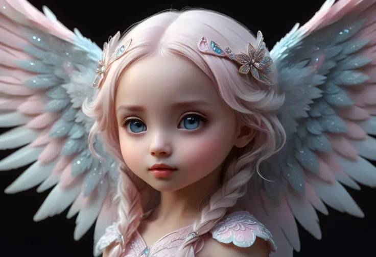 hyper detailed little chibi beautiful coherent face angel, close up portrait, light pink jasmine, huge hyperdetailed fluffy wings, lots of fur, intricate filigree, extremely detailed ice crystals, in the style of illustration art by artgerm, charlie bowater and jennifer janesko and Diego Gisbert Llorens fantasy, extremely detailed, hyperdetailed, vibrant colors, anna dittmann, steampunk hyperdetailed Tomasz Alen Kopera maximalism futuristic 8K polished masterpiece, Watercolor collage of vintage tarnished copper squares held down with rivets, steampunk style, style of Raymond Swanley, hyper realistic, intricate detail, illustration