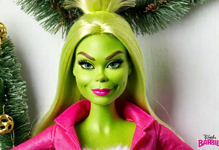the grinch in the shape of a barbie doll