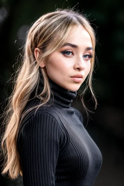 A stunning intricate full color portrait of sabrinaC1 , wearing a black turtleneck, epic character composition, by ilya kuvshinov, alessio albi, nina masic, sharp focus, natural lighting, subsurface scattering, f2, 35mm