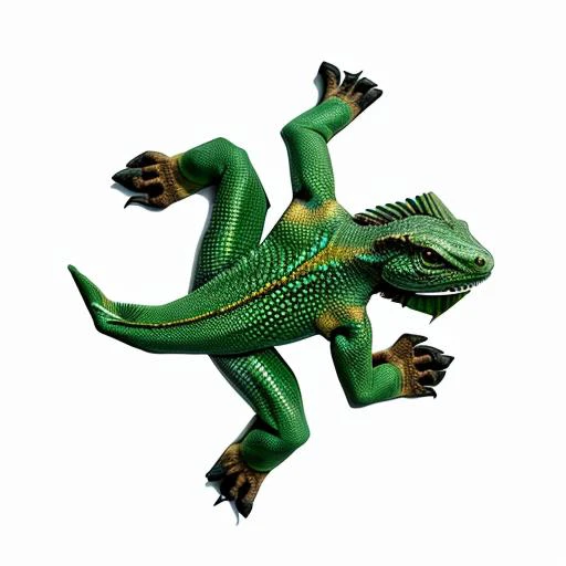 Lizard top view, white background, white