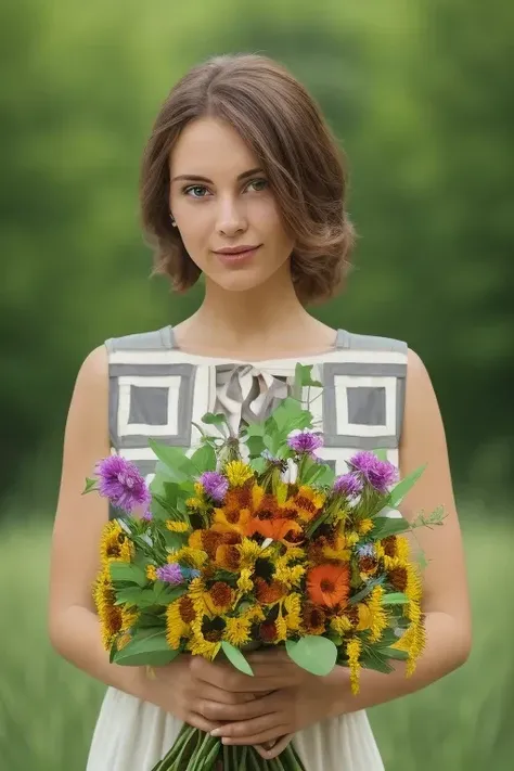 woman holding a flower bouquet