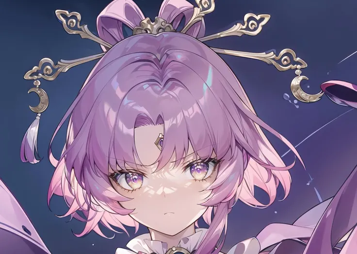 (masterpiece, best_quality), highly_detailed, highres,
<lora:fuxuanStarrailV2.5:0.8>, fuxuan, fuxuanf,
1girl, solo, portrait, pink_hair, short_hair, bangs, hair_ornament, purple_gem, serious, angry, looking_at_viewer, looking_down,
sky, clouds, day, blue_background, bright_background,
color_saturation, saturated, colorful, vibrant, (outlines:1.3), thick_outlines, volumetric_light