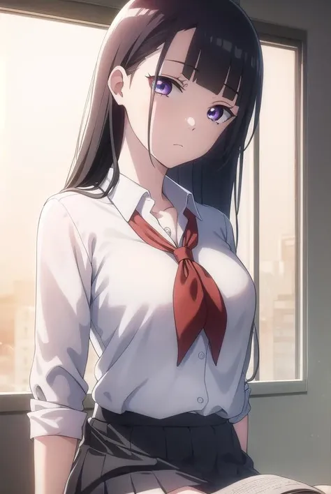 shirasekobuchizawa, <lora:shirase kobuchizawa anime s1-lora-nochekaiser:1>,
shirase kobuchizawa, long hair, black hair, red eyes, purple eyes,
BREAK shirt, white shirt, collared shirt, neckerchief, red neckerchief, skirt, black skirt,
BREAK indoors, classroom,
BREAK looking at viewer,
BREAK <lyco:GoodHands-beta2:1>, (masterpiece:1.2), best quality, high resolution, unity 8k wallpaper, (illustration:0.8), (beautiful detailed eyes:1.6), extremely detailed face, perfect lighting, extremely detailed CG, (perfect hands, perfect anatomy),