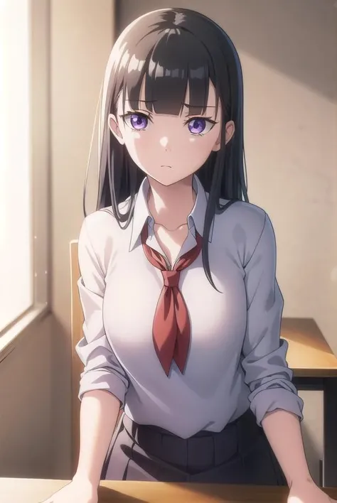 shirasekobuchizawa, <lora:shirase kobuchizawa anime s1-lora-nochekaiser:1>,
shirase kobuchizawa, long hair, black hair, red eyes, purple eyes,
BREAK shirt, white shirt, collared shirt, neckerchief, red neckerchief, skirt, black skirt,
BREAK indoors, classroom,
BREAK looking at viewer,
BREAK <lyco:GoodHands-beta2:1>, (masterpiece:1.2), best quality, high resolution, unity 8k wallpaper, (illustration:0.8), (beautiful detailed eyes:1.6), extremely detailed face, perfect lighting, extremely detailed CG, (perfect hands, perfect anatomy),