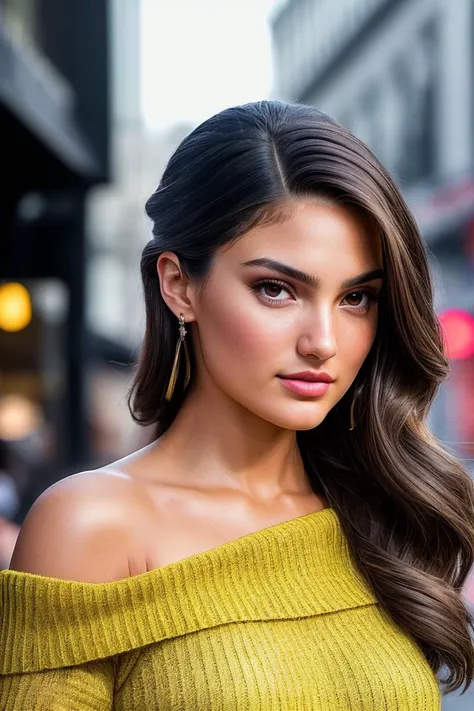 photo of beautiful (taowickrath:0.99), a woman with beautiful hair, hair upsweep updo, as a movie star in a (movie premiere), premiere gala, (near a movie theatre), natural skin texture, (elegant yellow sweater off-shoulder), (suspenders:1.1), 24mm, 4k textures, soft cinematic light, adobe lightroom, photolab, hdr, intricate, elegant, highly detailed, sharp focus, ((((cinematic look)))), soothing tones, insane details, intricate details, hyperdetailed, low contrast, soft cinematic light, exposure blend, hdr, faded, (paparazzi in background), (painted lips:1.1), ((looking straight at the camera:1.1))