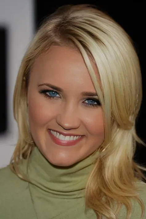 (((Head Portrait))), ((Wearing a bright colored turtleneck shirt and slacks)), ((Professional Photo Shoot)), ((in photographers studio)), model shoot style, extremely intricate, ((Blur the background)), High Detail, Sharp focus, dramatic, soft cinematic light, (looking at viewer), (Real Eyes), (Detailed Eye Corneas) (detailed pupils), smiling, 24mm, photo lab, elegant, insane details, hyperdetailed, low contrast,  (((SFW)))    <lora:Emily_Osment:0.85> emily osment