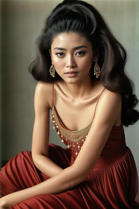 RAW photo, a beautiful woman wearing a dress, MeiyuCipher , by SixtiesHighFashion <lora:SixtiesHighFashion128-000006:1>, (high detailed skin:1.2), soft lighting, high quality, film grain, Lecia M
