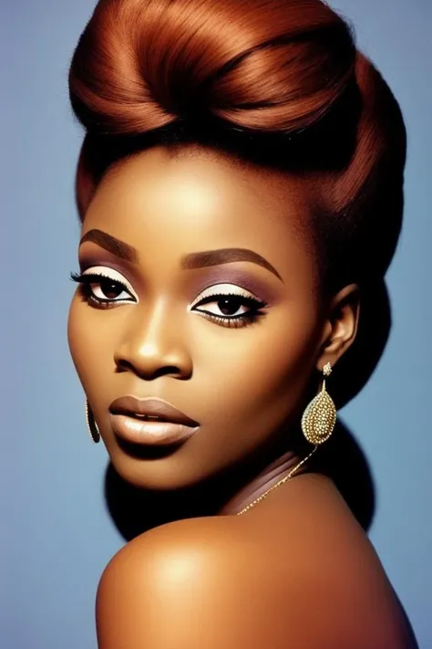a beautiful Nigerian woman with auburn hair by SixtiesHighFashion <lora:SixtiesHighFashion-000002:0.8>
