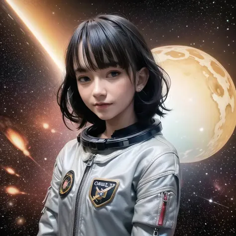cowboy shot, cyberpunk, space, astronaut, (1girl, freya jkt48), short hair, bob hair, cyberpunk, space, astronaut<lora:freya-jkt48:0.7>