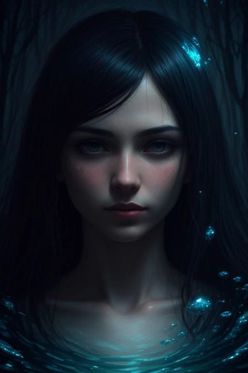head and shoulders, 1girl, extremely vibrant colours, normal skin Highly detailed, left hand side water and white air magic/right hand side water and nature magic highly cinematic, close-up image of a deity of the four elements magic, perfect composition, dark colours, magical, flowing water, forest nature, lots of details, flowers metallic ink, beautifully lit, a fine art painting by drew struzan and karol bak, gothic art, dark and mysterious, ilya kuvshino