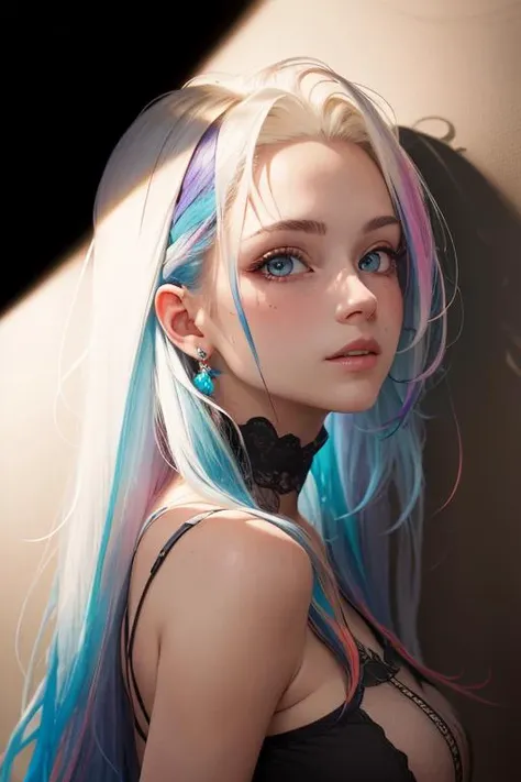 best quality, masterpiece, 8k, 1 girl, mane,multicolored hair