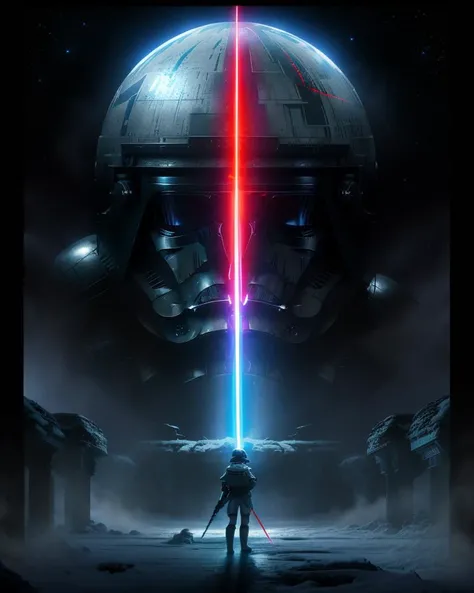 Star Wars: Episode V - The Empire Strikes Back (1980) niflheim civilization, euphoric . detailed background, high quality, raw, hdr, professional photo, amber and chaos, 8k detail, neon lights, cgi, gothic, glow, <lora:abstractor_yiu_v10:0.65> trending on ArtStation