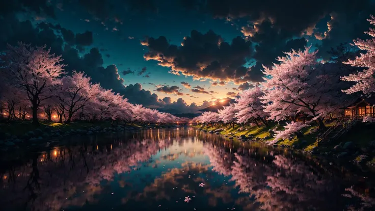 (masterpiece, best quality:1.2), ultrawide shot,ultra detailed, cinematic lighting, HDR, ilustration, landsape, sunrise, cherry blossom, impressive, chill, inspirational, over cloud,<lora:betterLight_v10:0.6>, <lora:LowRa:0.6>