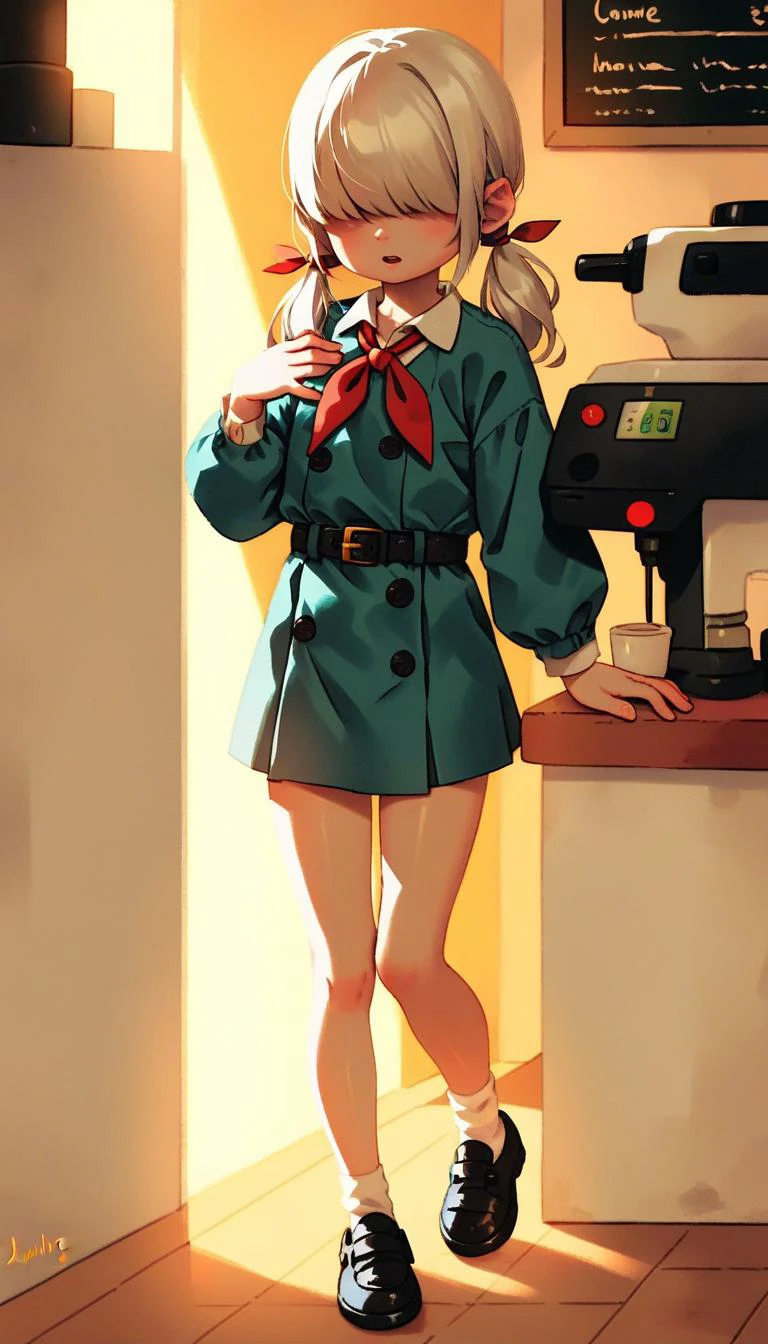 score_9, score_8_up, score_7_up, score_6_up, anime lineart,
BREAK
1girl, hand on own chest,
orgasm,
BREAK
young body,
silver hair, medium hair, uneven twintails, hair over eyes,
blue eye,
BREAK
tight White collared shirt, red neckerchief, blue mini skirt, belt, white socks, black shoes, coffee shop, coffee machine,
<lora:b3llh3ng3XLP:0.85>, b3llh3ng3, <lora:alkemanubis_style_pony6_v3:0.7>
