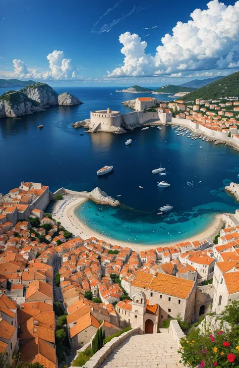 a painting of dubrovnik in the style of josip skerlj