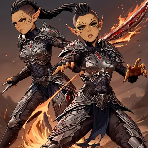 2girls, happy, smiling, friendly
BREAK two women standing together friendly
BREAK <lora:ShadowHeartV2:0.75> shadowhbg, black hair, pointy ears, armor, bangs
BREAK <lora:KarlachBGV2:0.9> karlachbg, horns, pointy ears, black hair, red skin,