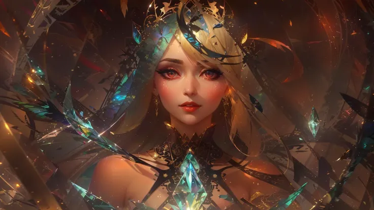 perfect symmetry, mystically beautiful (1girl|ice), photorealistic masterpiece, best quality, RAW color photo, (distant upper body portrait:1.2), dark-shot, (realistic glossy (frosted skin|beautiful skin):1.3), skintight silks made of [vanadium:ice:15], intricate and abstract details, surreal, screenspace reflections, yellow blonde hair, glossy blue amber effect, ice blossom, in the style of RHADS, art by Ilya Kuvshinov and Rossdraws, by Tom Bagshaw, (Alfonse Mucha:1.2) magnum opus, ornate complicated background, 
BREAK, 
fluorescent crimson lips, (real skin|ice skin), perfect alluring face, huge wide eyes like windows to her soul, Instagram photo of arthurian girl,