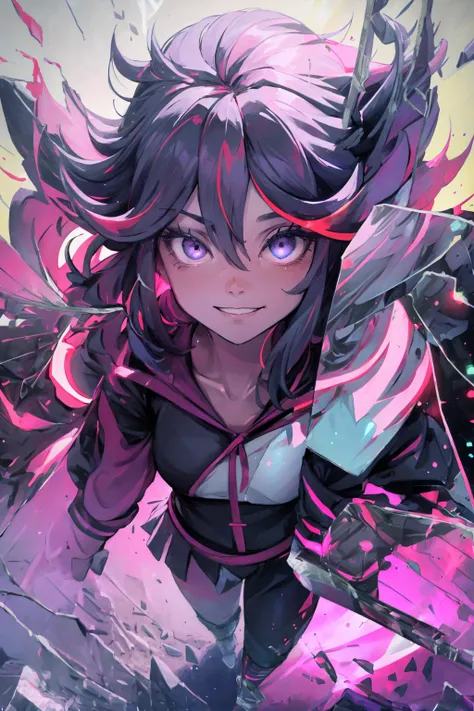 glowing particles, ambient lights, cute, pastel art, full body detailed, 4K, hdr, high details, perfect lighting, perfect anatomy, dreamlike, divine, magical, glowing eyes, flaming eye, eye trail, purple MagicAI, purple flames,
glowing particles, ambient lights, cute, pastel art,dreamlike, divine, magical
<lora:MatoiRyuukoV3:0.8>,matoi ryuuko, standing,
,IncrsBrknGls,broken glass, reflection, <lora:BrokenGlass:0.8>,
crazy eyes, crazy smile,