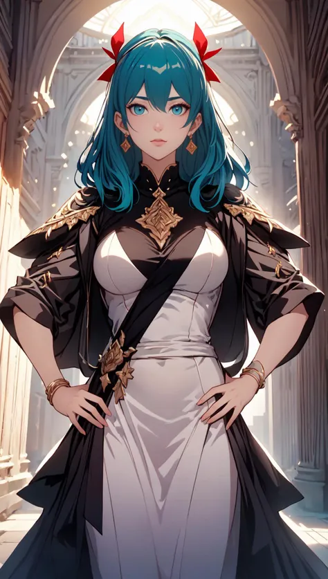 (best quality, masterpiece, perfect face,  highest detailed face)
FireEmblemBylethF, teal hair, blue eyes, outfit-durga,red ribbon,<lora:[LoRa]_Durga_FGO_Clothing_(With_multires_noise_version):1>,  ,ultra best quality,highres,8k,vivid colorful,masterpiece:1.2,depth of field,sharpfocus,
<lora:WhiteMarble:0.6>
(high contrast, official art, extreme detailed, highest detailed)  
<lora:FireEmblemBylethF:0.75>