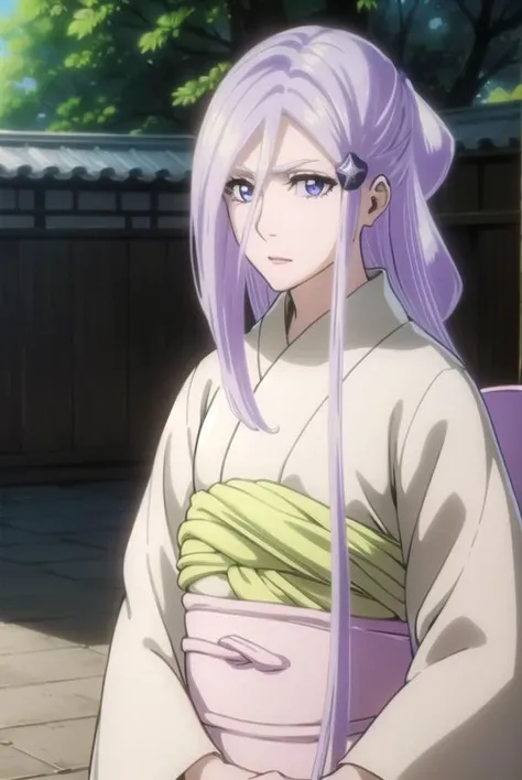 sodenoshirayuki, <lyco:sodenoshirayuki-lyco-nochekaiser:1>,
sode no shirayuki, long hair, blue eyes, hair ornament, purple hair, flower, hair flower, light purple hair,
BREAK japanese clothes, kimono, sash, obi,
BREAK outdoors,
BREAK looking at viewer, (cowboy shot:1.5),
BREAK <lyco:GoodHands-beta2:1>, (masterpiece:1.2), best quality, high resolution, unity 8k wallpaper, (illustration:0.8), (beautiful detailed eyes:1.6), extremely detailed face, perfect lighting, extremely detailed CG, (perfect hands, perfect anatomy),