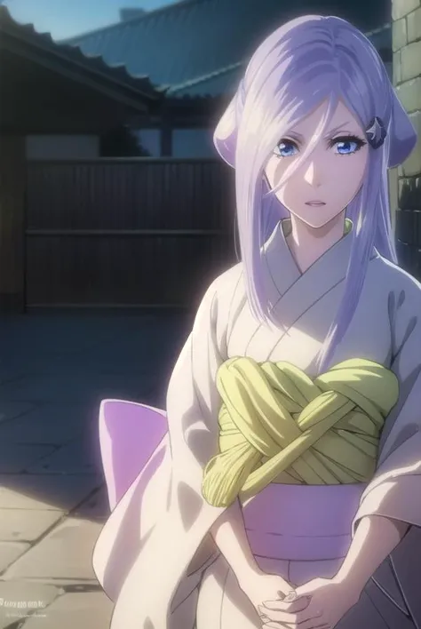 sodenoshirayuki, <lyco:sodenoshirayuki-lyco-nochekaiser:1>,
sode no shirayuki, long hair, blue eyes, hair ornament, purple hair, flower, hair flower, light purple hair,
BREAK japanese clothes, kimono, sash, obi,
BREAK outdoors,
BREAK looking at viewer, (cowboy shot:1.5),
BREAK <lyco:GoodHands-beta2:1>, (masterpiece:1.2), best quality, high resolution, unity 8k wallpaper, (illustration:0.8), (beautiful detailed eyes:1.6), extremely detailed face, perfect lighting, extremely detailed CG, (perfect hands, perfect anatomy),