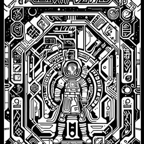 textless, best quality, line art adventure (military space viking:1.2)