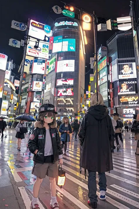 best quality, ultra-detailed, illustration,
shibuyaSK, night, road, city, street, crosswalk, multiple boys, scenery, sign, outdoors, real world location, lamppost, building, cityscape, 6+boys, traffic light, sidewalk, car, neon lights, sky, pavement, hat, skyscraper, vanishing point, night sky
 <lora:shibuyaSK_SD15_V2:1>