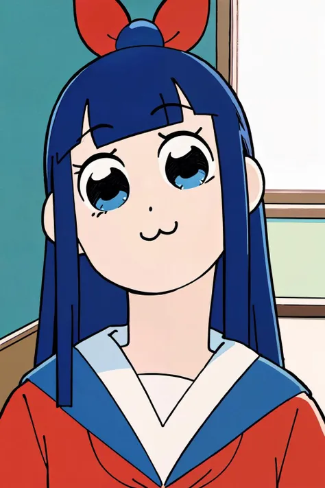 <lora:popteamepic:0.9>, <lora:ARWchildreninterior:1>, childreninterior room, indoor, room, pop team epic,school uniform, blue long hair, pipimi,
(best quality, masterpiece, RAW photo,ultra-detailed:1.2), <lyco:GoodHands-beta2:1.0>,1girl,solo,looking at viewer, head tilt,