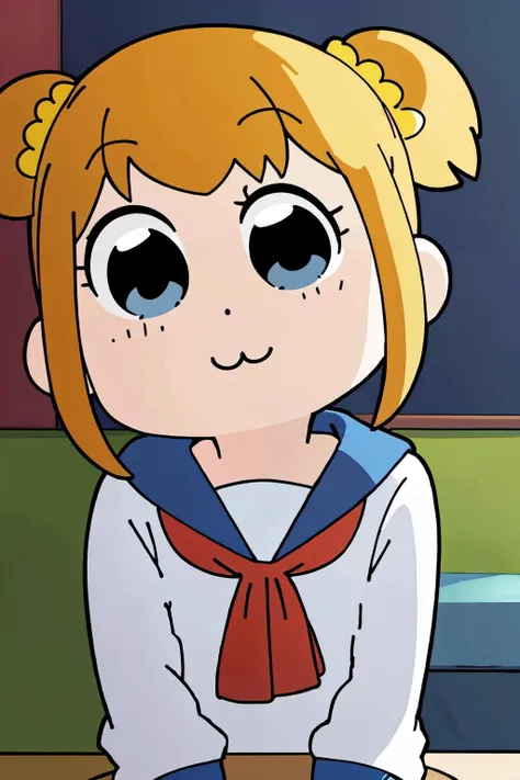 <lora:popteamepic:0.9>, <lora:ARWchildreninterior:1>, childreninterior room,  indoor, room, pop team epic,school uniform, blonde shor hair, twintail,
(best quality, masterpiece, RAW photo,ultra-detailed:1.2), <lyco:GoodHands-beta2:1.0>,1girl,solo,looking at viewer, head tilt,