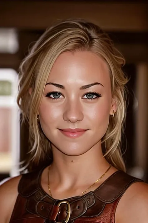 ((realism)), extremely high quality RAW photograph, detailed background, intricate, Exquisite details and textures, highly detailed, Photo of (Yvonne Strahovski) on the red carpet, looking over shoulder to camera, smile, Looking behind the camera, ultra detailed photograph, warm lighting, artstation, 4k, sharp focus, high resolution, detailed skin, detailed eyes, 8k uhd, dslr, low harsh lighting, high quality, film grain, Fujifilm XT3, (leather belt:1.1)