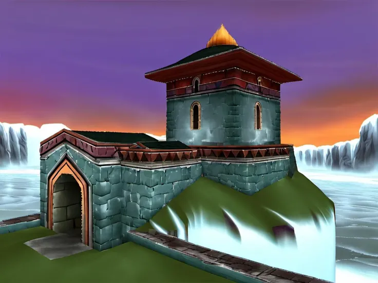(ps1 style:1), <lora:ps1_style_SDXL_v1:0.8>, (game screenshot), (computer generated image), a dilapidated castle in a snowy landscape, melancholic atmosphere, cold colors dota 2