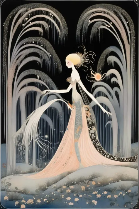 <lora:Kay Nielsen Style:1>Kay Nielsen Style - in the style of Kay Nielsen the dance of the sugarplum fairies