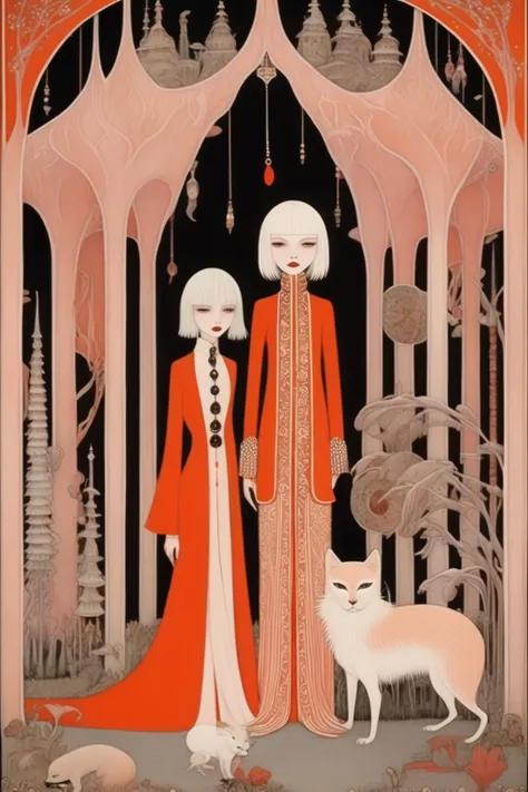 <lora:Kay Nielsen Style:1>Kay Nielsen Style - Kay Nielsen meets the royal tennenbaums