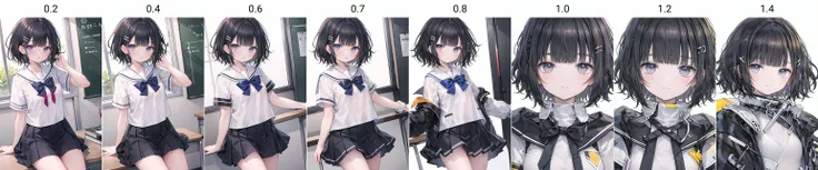 endministrator, black hair, short hair, blunt bangs, messy hair, hairclip, school uniform,
1girl, best quality, high quality, <lora:Endministrator(FLEX 1.0):0.2>
