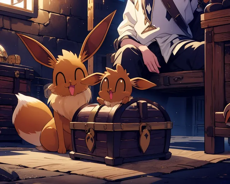 (no humans:1.2), <lora:gotcha-girl-v1:0.95>eevee, pokemon \(creature\) <lora:close_treasure:1> close treasure, sitting,, beutiful embroidery,intricate,elaborate,detail clothes,shiny clothes,