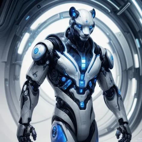 On e621, Full Body:1.5, Ruan Jia, Pino Daeni, Furry, Anthro, Robot(Cheetah:0.8), 1male, 1tail, Lean, Cybernetic Body:0.5, Front View, cybernetic facial features: 1.5, Digital Blue Eyes:1.5,
Break
((Futuristic White Room), cinematic, atmospheric, 4k, realistic lighting, shot by Hassleblad camera, Zeiss lens, 50mm 1.2 lens, Octane Render, ultra realistic, realistic lighting, photorealistic, photorealism, unreal engine, highly detailed, intricate detail,  Solo Portrait. <lyco:Mecharobot:0.5>, <lora:add_detail:1>, <lora:Futuristicbotv.2:0.5>, <lora:qinghuaci3:0.5>, <lora:PAseerçç§å¹»æºç²:0.5>