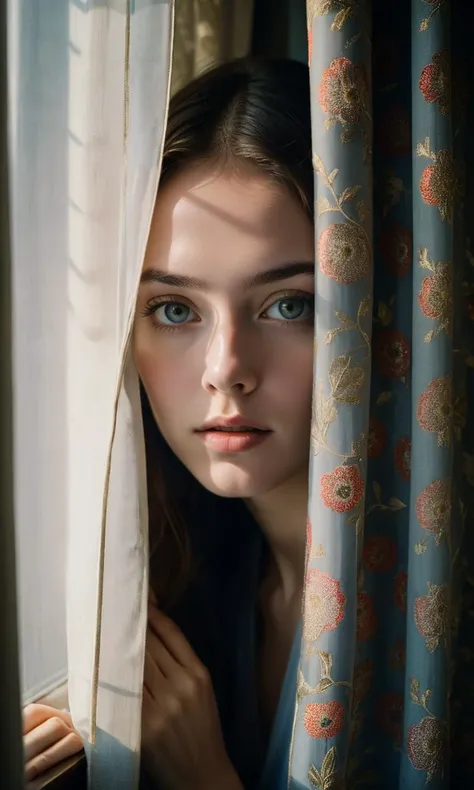 score_9, score_8_up, score_7_up, film grain,
RAW photo, woman peeking from behind curtains, colorful details, award winning, high detailed, 8k, natural lighting, analog film, detailed skin, amazing composition, intricate details, subsurface scattering, velus hairs, amazing textures, filmic, chiaroscuro, soft light