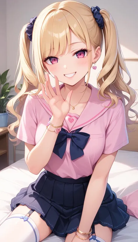 core 9, score 8 up, score 7 up, source anime, high-res image,
cute face, clear skin, shiny hair, ultra detailed eyes,
<lora:gyaru_pony_V1.0:0.7> gyaru, makeup, blonde hair, jewelry, lips, eyelashes,
<lora:jirai kei_pony_V1.0:0.5> jirai kei, pink shirt, black skirt, twintail, thighhighs,
<lora:mesugaki_Pony_v1:0.7> mesugaki, smile, looking at viewer,
facing to viewer, upperbody,
(masterpiece), best quality, extremely detailed, ultra-detailed, nsfw,
official art, extremely detailed CG unity 8k wallpaper, perfect lighting, cinematic lighting,
