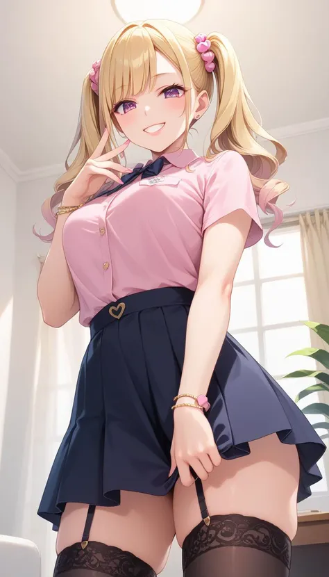 core 9, score 8 up, score 7 up, source anime, high-res image,
cute face, clear skin, shiny hair, ultra detailed eyes,
<lora:gyaru_pony_V1.0:0.7> gyaru, makeup, blonde hair, jewelry, lips, eyelashes,
<lora:jirai kei_pony_V1.0:0.5> jirai kei, pink shirt, black skirt, twintail, thighhighs,
<lora:mesugaki_Pony_v1:0.6> mesugaki, smile, looking at viewer,
from below, low angle view, cowboy shot,
(masterpiece), best quality, extremely detailed, ultra-detailed, nsfw,
official art, extremely detailed CG unity 8k wallpaper, perfect lighting, cinematic lighting,